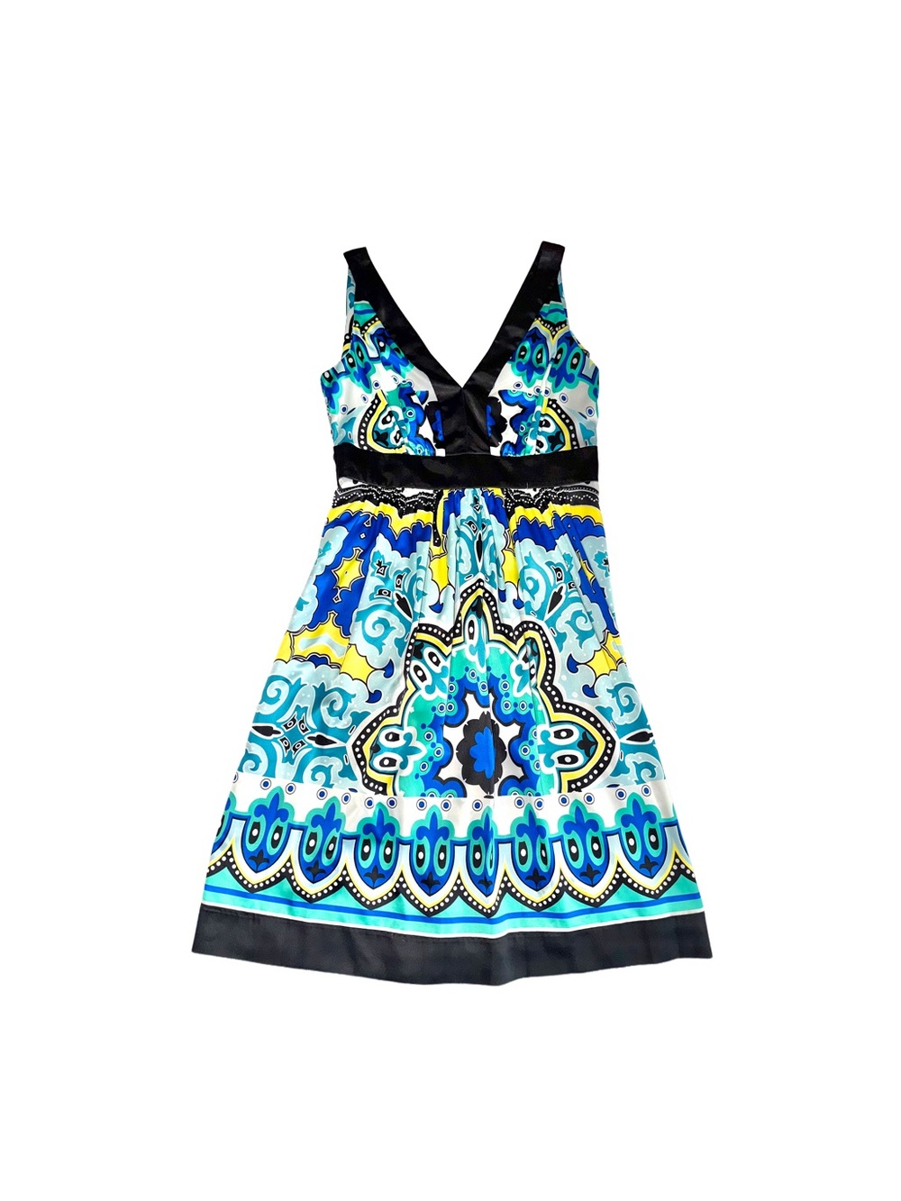 Blue & Green Patterned Summer Mini Dress